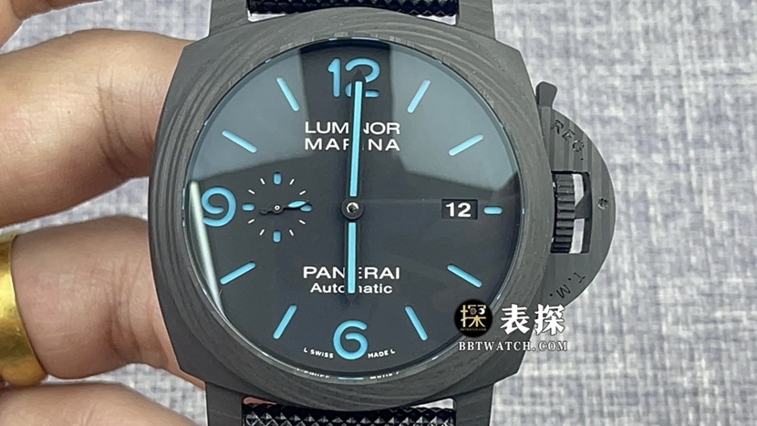 VS厂沛纳海PAM01661一比一顶级复刻手表男士黑盘皮带款图片及价格正面实拍图