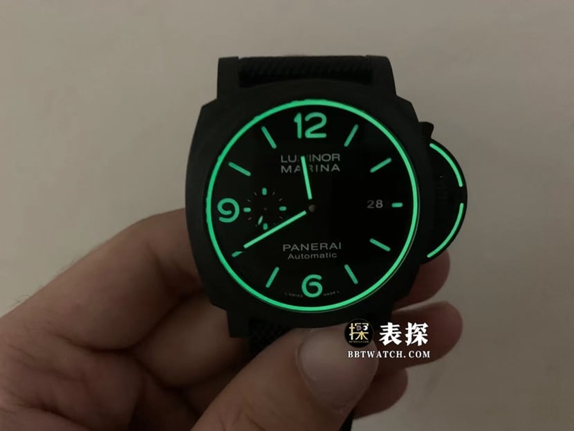 沛纳海庐米诺PAM01118顶级一比一高仿手表男士黑盘皮带款图片及价格夜光实拍图
