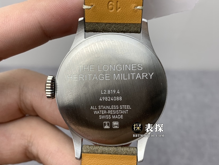 JA厂浪琴经典复刻顶级一比一高仿手表男士银色蛋白石盘皮带款图片及价格背面实拍图