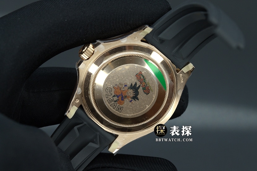 C游艇名仕型劳力士1:1复刻手表夜光黑盘橡胶款M226658-0001背面实拍图