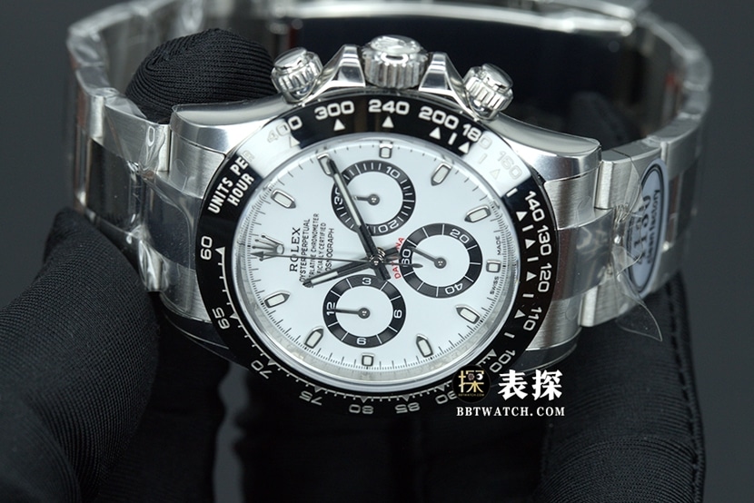 C厂迪通拿劳力士1:1复刻手表夜光白色熊猫盘钢带款m116500ln-0001正面实拍图