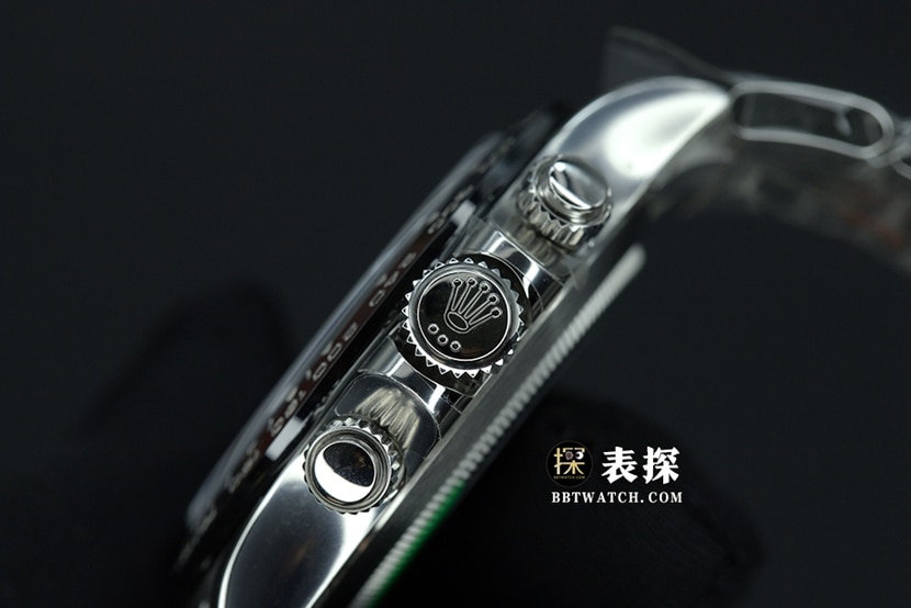 C厂迪通拿劳力士1:1复刻手表夜光白色熊猫盘钢带款m116500ln-0001侧面实拍图