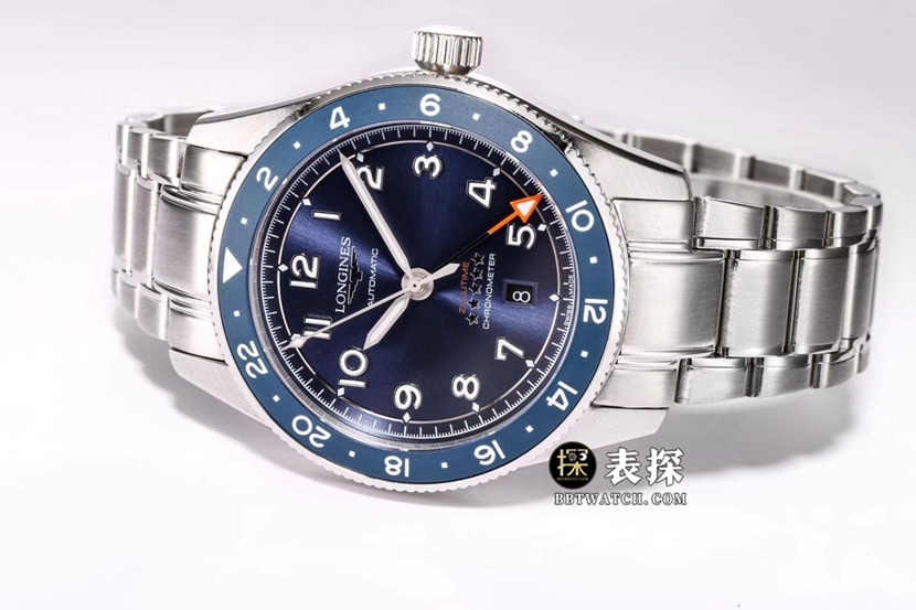先行者浪琴1:1复刻手表蓝盘钢带款L3.812.4.93.6正面实拍图