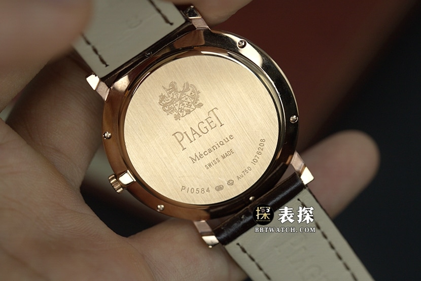 MKS男士伯爵1:1复刻手表白盘玫瑰金镶钻皮带款G0A36125背面实拍图