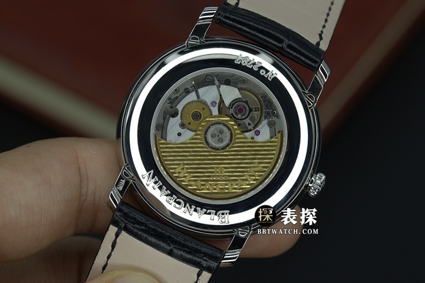 OM经典宝珀1:1复刻手表银白盘月相皮带款6654-1127-55B背面实拍图