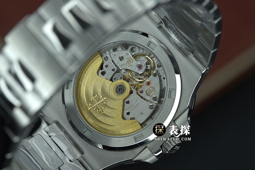 3K鹦鹉螺百达翡丽1:1复刻手表银白盘钢带款5711/1A-011背面实拍图