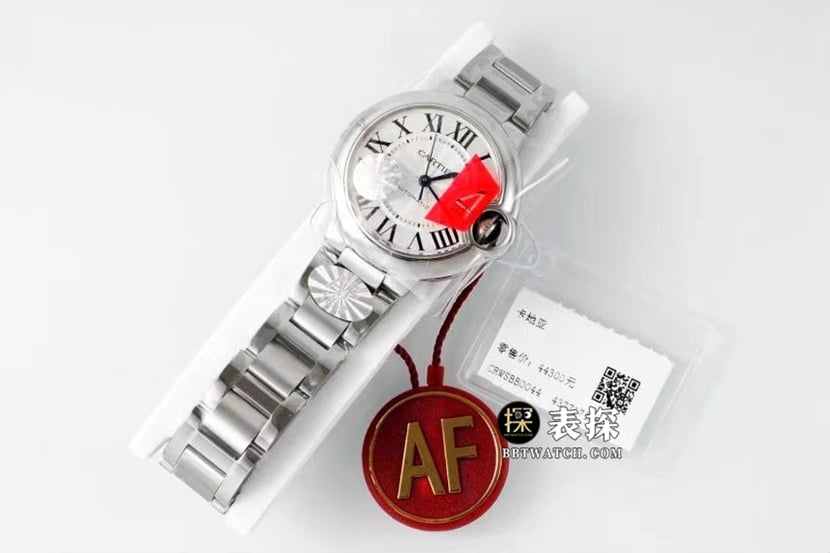 AF蓝气球卡地亚1:1复刻手表银灰盘钢带款WSBB0044正面实拍图