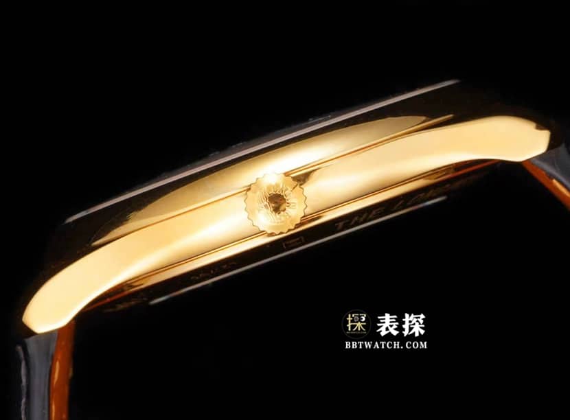 制表传统浪琴1:1复刻手表灰盘皮带款L2.793.6.73.2侧面实拍图