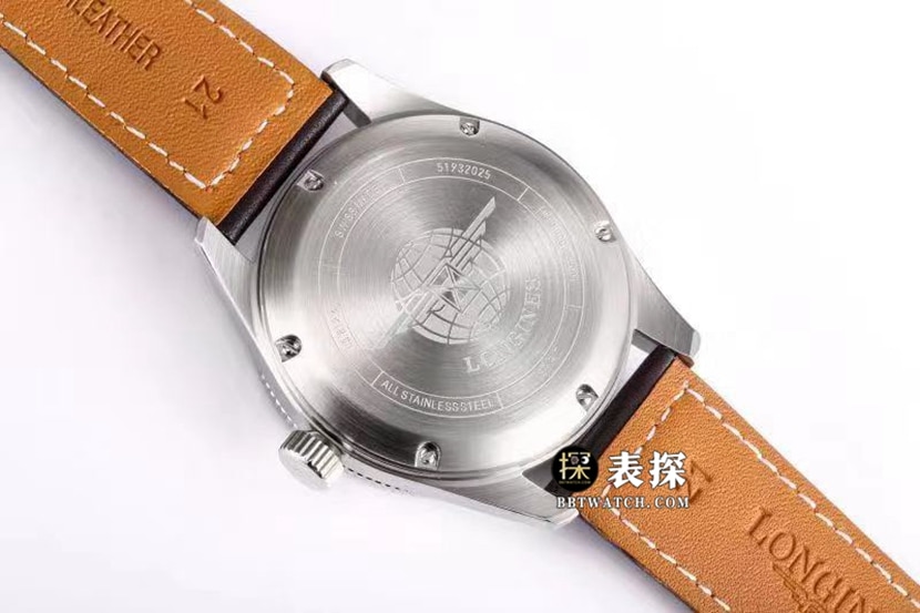 运动浪琴1:1复刻手表黑盘皮带款L3.812.4.53.2背面实拍图