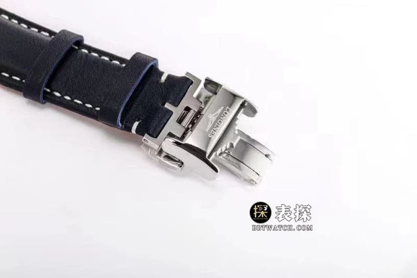 运动浪琴1:1复刻手表男士蓝盘皮带款L3.812.4.93.2表扣实拍图