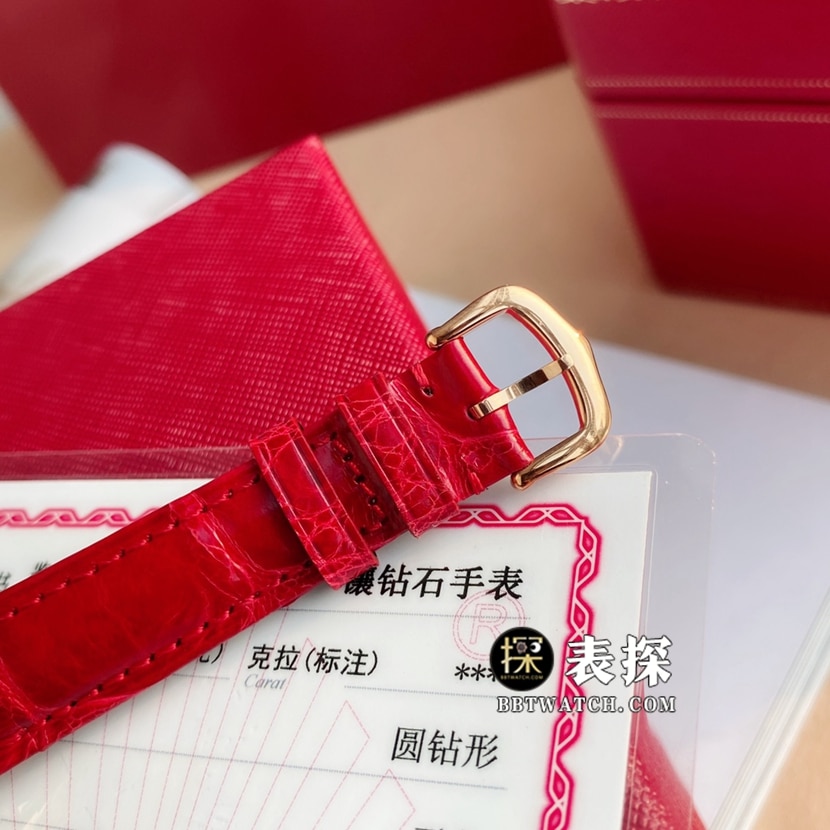 原单蓝气球卡地亚1:1复刻手表女士银灰盘镶钻皮带款WJBB0033表扣图