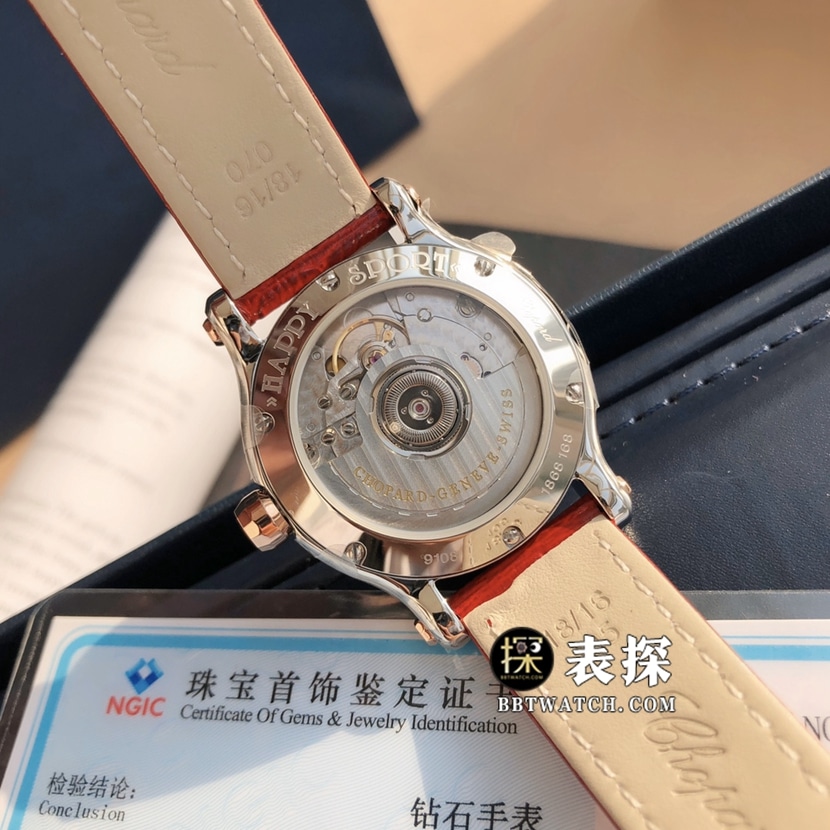 原单快乐钻萧邦1:1复刻手表女士白盘皮带款机芯图