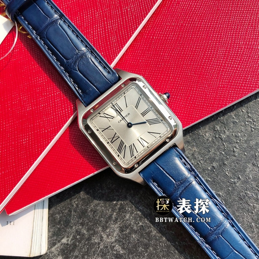 原单山度士卡地亚1:1复刻手表情侣款银盘皮带款WSSA0022、WSSA0023正面图