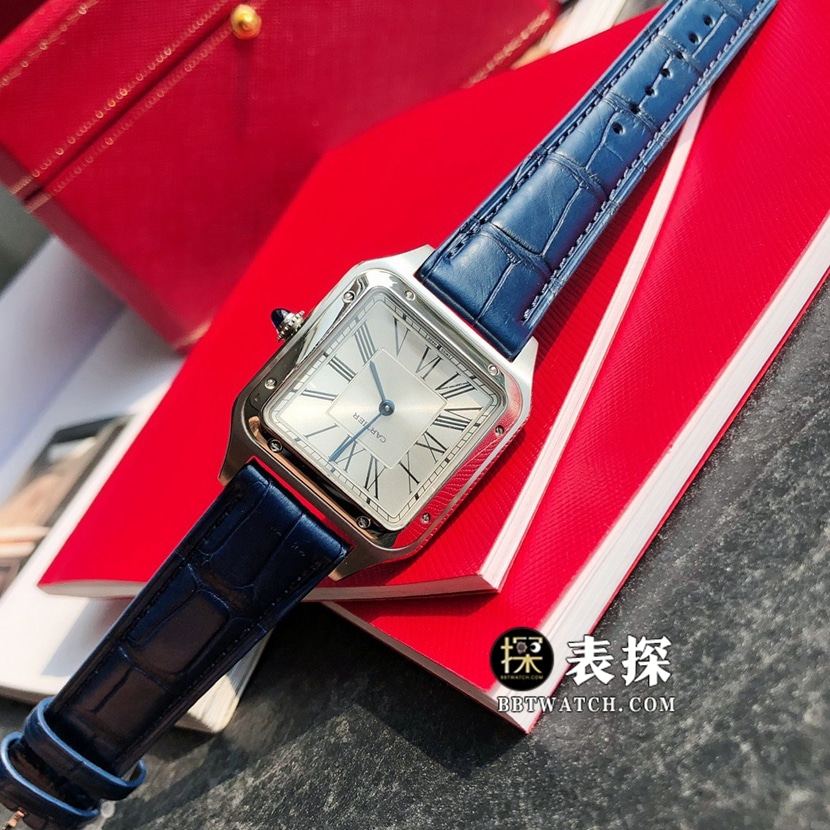 原单山度士卡地亚1:1复刻手表情侣款银盘皮带款WSSA0022、WSSA0023正面图