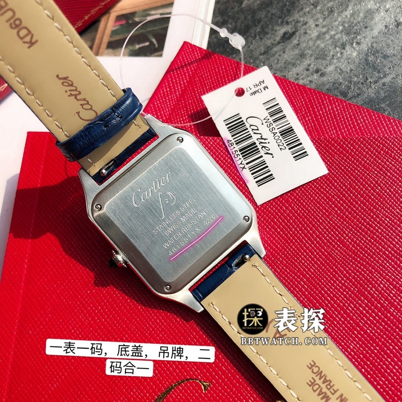 原单山度士卡地亚1:1复刻手表情侣款银盘皮带款WSSA0022、WSSA0023后盖图