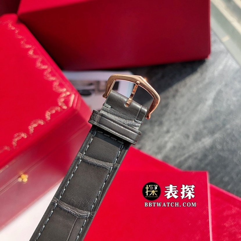 原单山度士卡地亚1:1复刻手表情侣款银盘玫瑰金皮带款WGSA0021、WGSA0022表扣图
