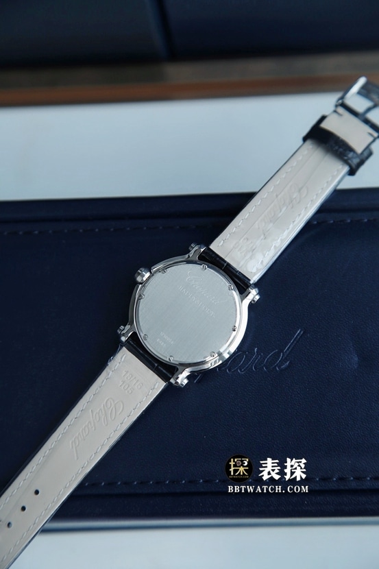 原单快乐钻萧邦1:1复刻手表女士银白盘镶钻皮带款278475-3037后盖图