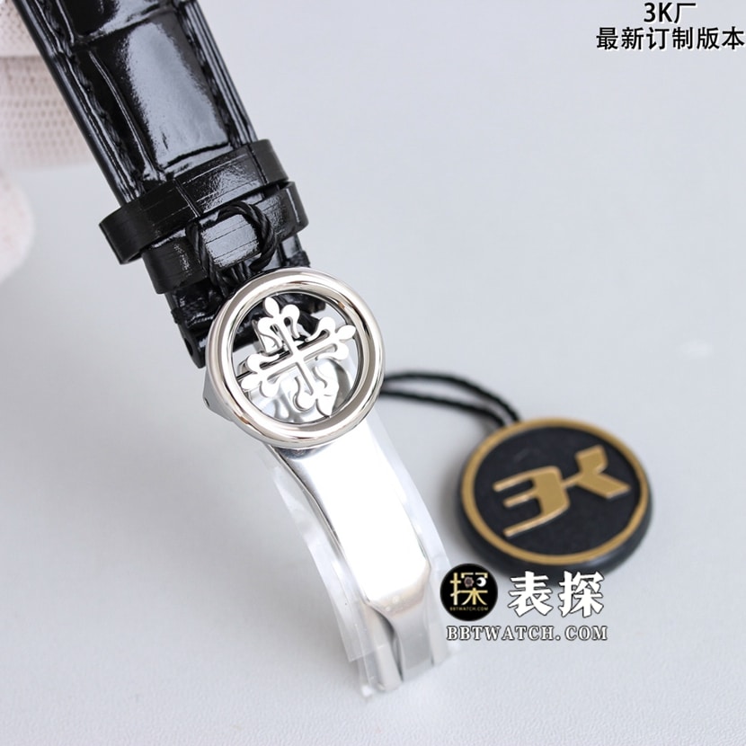 3K古典百达翡丽1:1复刻手表银白盘皮带款5153G-010表扣图