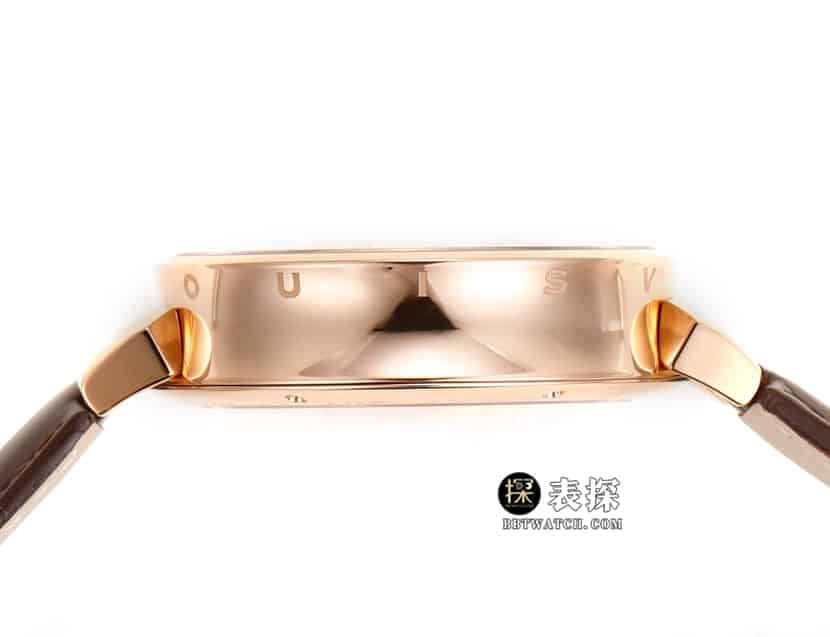 RM男士路易威登1:1复刻手表镂空盘陀飞轮玫瑰金皮带款侧面实拍图