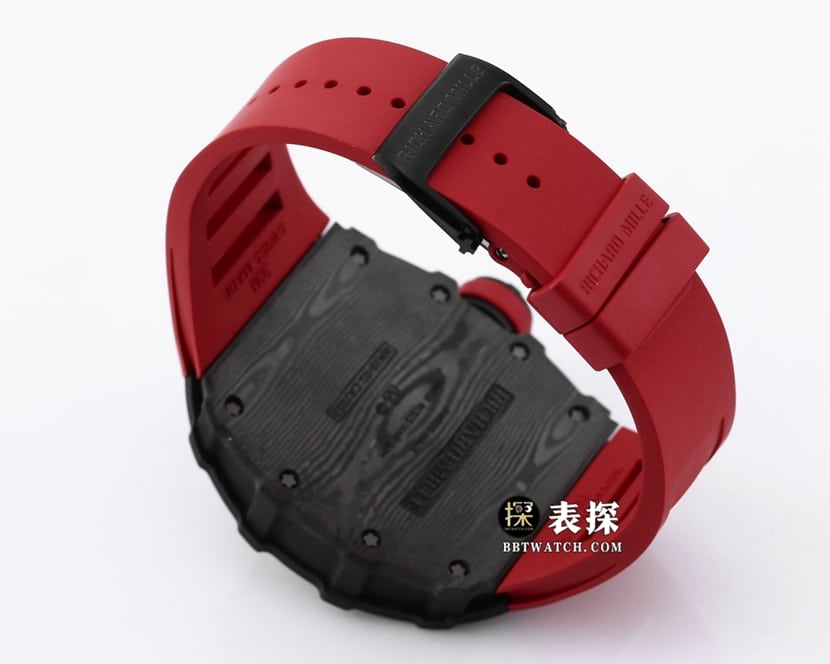 BBR RM 35-01理查德米勒1:1复刻手表男士黑盘红色橡胶款表带实拍图