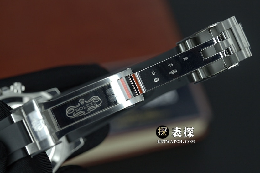 BT迪通拿劳力士1:1复刻手表夜光灰盘橡胶款M116519ln-0027表扣实拍图