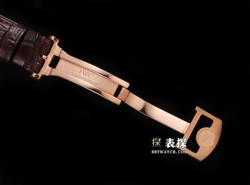 葡萄牙万国1:1复刻手表白盘陀飞轮玫瑰金皮带款IW545801表扣实拍图