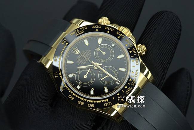 N厂顶级复刻劳力士迪通拿4130胶带款黄金陶瓷圈口黑盘904钢正面实拍图