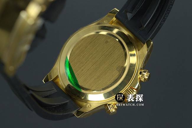 N厂顶级复刻劳力士迪通拿4130胶带款黄金陶瓷圈口黑盘904钢背面实拍图