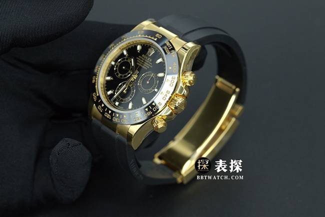 N厂顶级复刻劳力士迪通拿4130胶带款黄金陶瓷圈口黑盘904钢正面实拍图