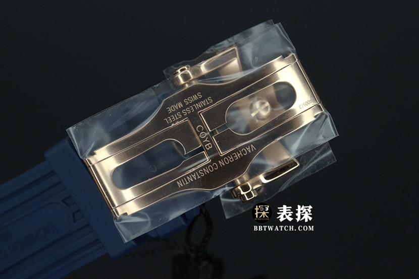 TWA纵横四海江诗丹顿1:1复刻手表夜光蓝盘玫瑰金双时区皮带款P47450/000A-9039表扣实拍图