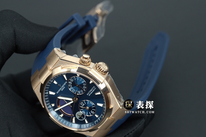 TWA纵横四海江诗丹顿1:1复刻手表夜光蓝盘玫瑰金双时区皮带款P47450/000A-9039整体实拍图