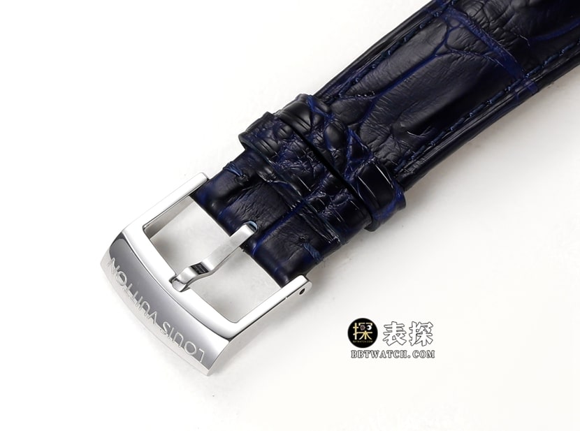 RM男士路易威登1:1复刻手表透明壳镂空盘陀飞轮深蓝色色皮带款表扣实拍图