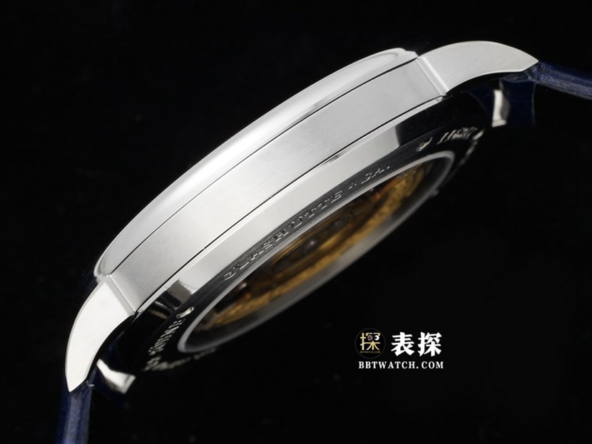 F8萨克森朗格1:1复刻手表蓝色盘皮带款205.086侧面实拍图