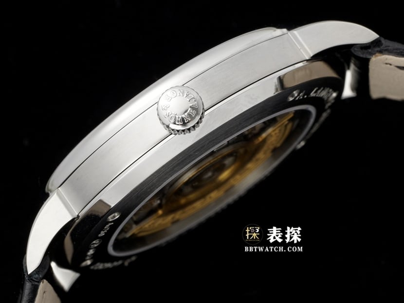 F8萨克森朗格1:1复刻手表男士黑色砂金石盘皮带款侧面实拍图