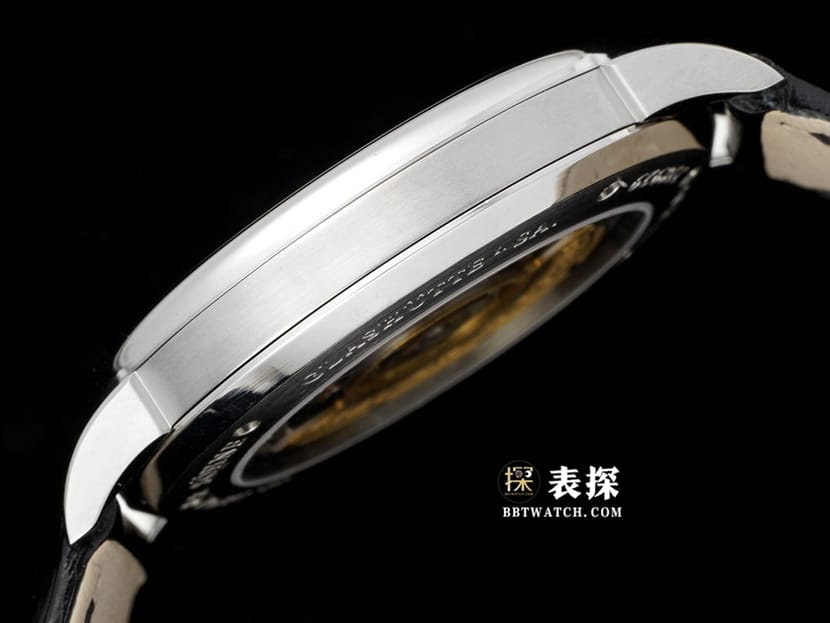 F8萨克森朗格1:1复刻手表男士黑色砂金石盘皮带款侧面实拍图