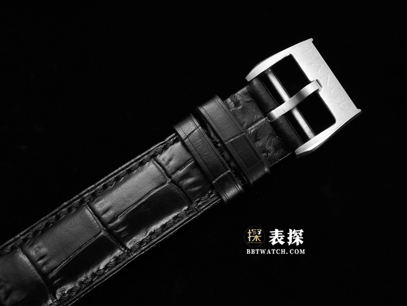 F8萨克森朗格1:1复刻手表男士黑色砂金石盘皮带款表扣实拍图