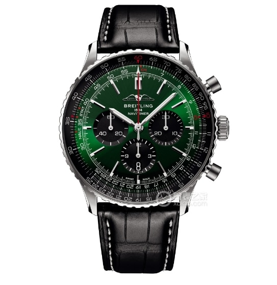 BLS Factory Breitling Men's Aviation Chronograph 1 One to One Super A High Faux Watch Deep Green Plate Belt Model AB0137241L1P1
