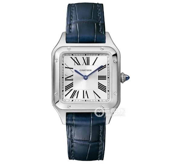 Original single Santos Cartier 1:1 replica watches couple models silver plate belt models WSSA0022, WSSA0023