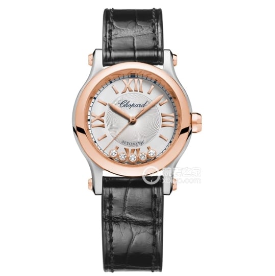 Original Happy Diamond Chopard 1:1 Replica Watches Ladies Silver Gray Plate Belt Model 278573-6013
