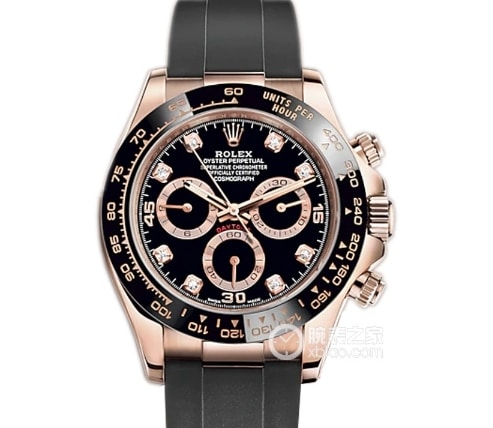 C厂迪通拿劳力士1:1复刻手表黑盘玫瑰金橡胶款m116515ln-0057