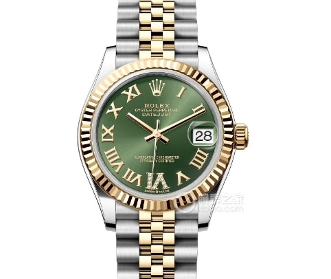 Log Rolex 1:1 replica watches green disk diamonds intermetallic steel band models watch m278383rbr-0016