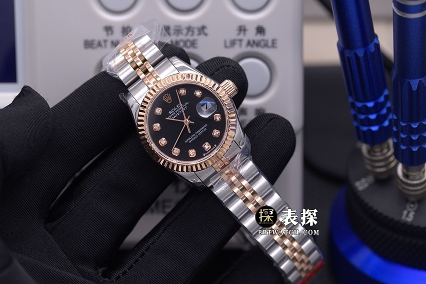 EW厂日志型劳力士1:1复刻手表黑盘间金钢带款m126231-0019正面实拍图