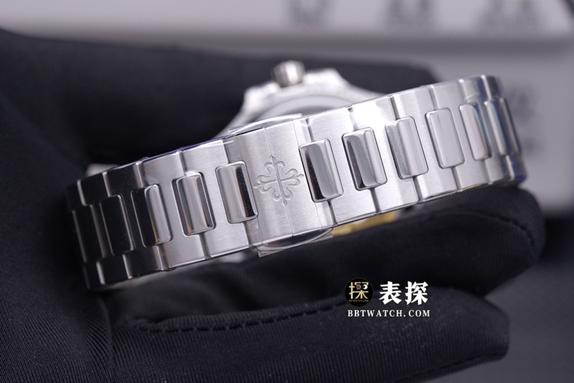 3K厂运动优雅百达翡丽1:1复刻手表夜光灰黑色镶钻圈钢带款7118/1200A-011表带实拍图