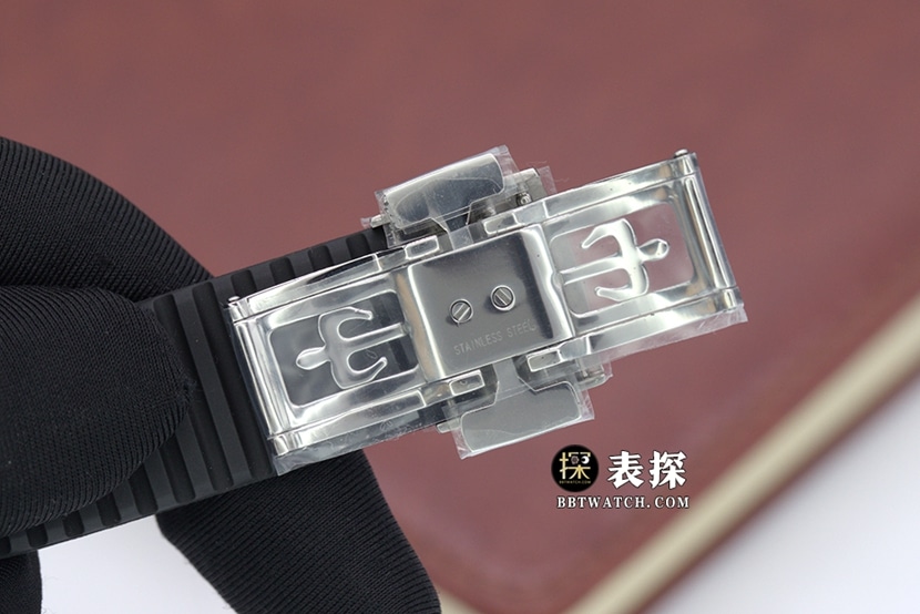 YL厂AQUANAUT百达翡丽1:1复刻手表咖啡浮雕盘计时橡胶款5968A-001表扣实拍图