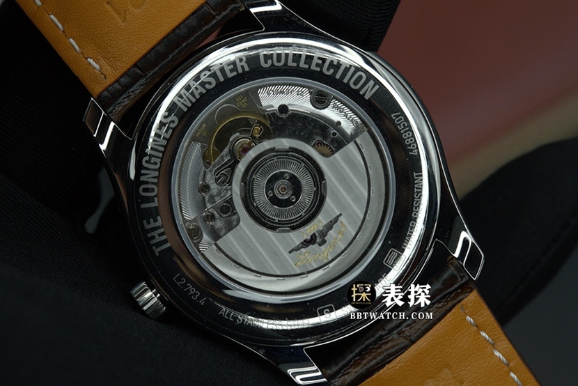 KY制表传统浪琴1:1复刻手表银盘蓝钢指针皮带款L2.793.4.78.3背面实拍图