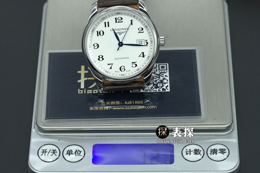 KY制表传统浪琴1:1复刻手表银盘蓝钢指针皮带款L2.793.4.78.3重量实拍图