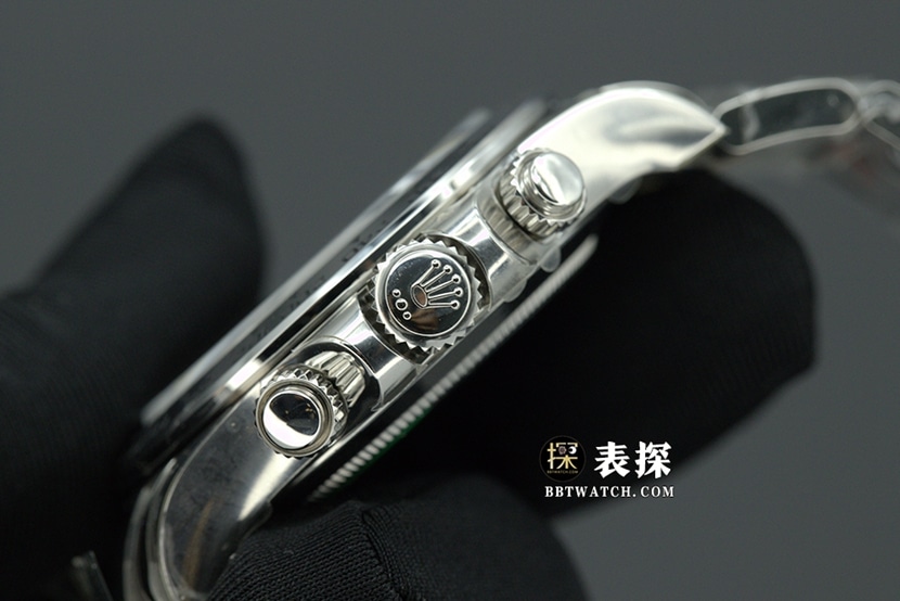 N厂迪通拿劳力士1:1复刻手表夜光计时不锈钢盘钢带款m126509-0003侧面实拍图