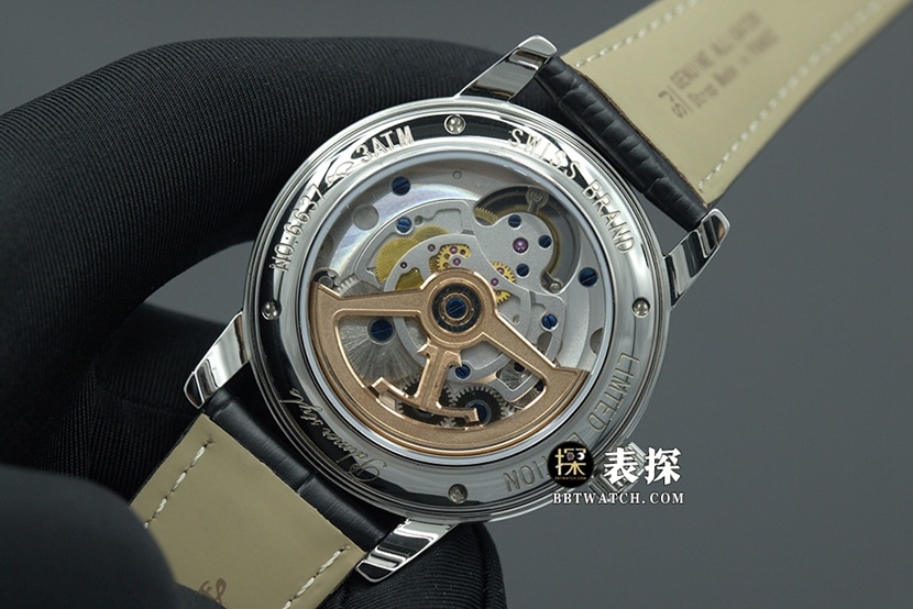 R8厂大师积家1:1复刻手表银灰盘陀飞轮皮带款5086420背面实拍图