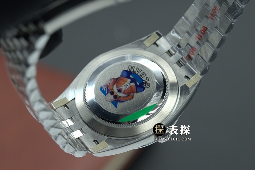 C厂日志型劳力士1:1复刻手表夜光蓝盘五排钢带款m126334-0002背面实拍图