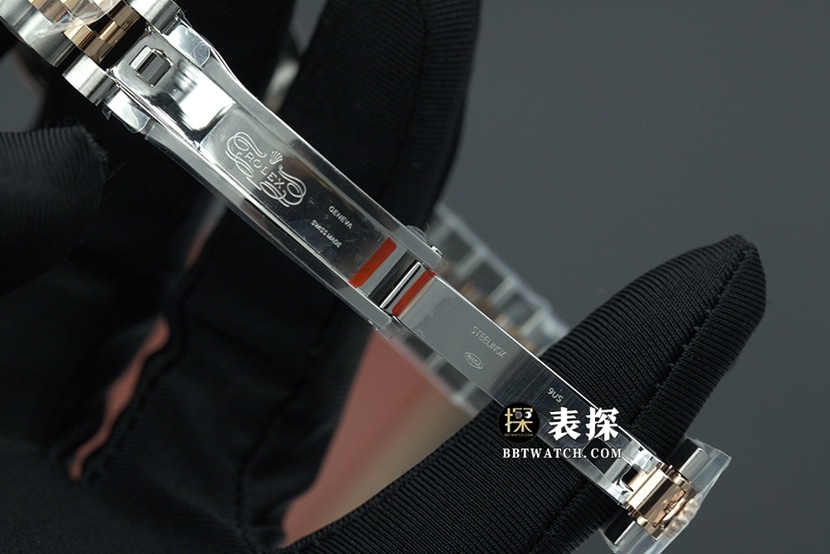 日志劳力士1:1复刻手表圈钻紫盘间金钢带款m279381rbr-0015表扣实拍图